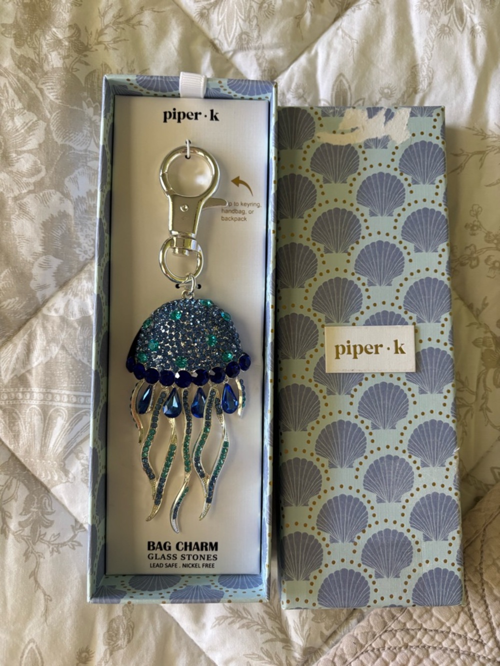 Piper K Glass Stone Jellyfish Bag Charm